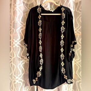 Black FatFace Kimono with White and Gold trimmings